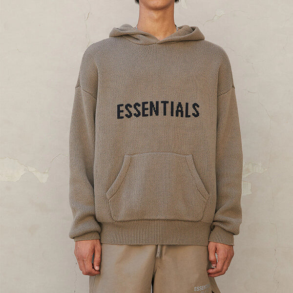 Толстовка fw21 knit pullover logo hoodie 'harvest' Fear Of God Essentials, коричневый — фото 4