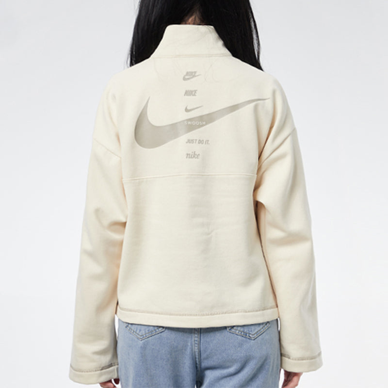 Топ (WMNS) AS W Nike Sportswear SWSH Top HZ FLC BB FOSSIL — фото 4