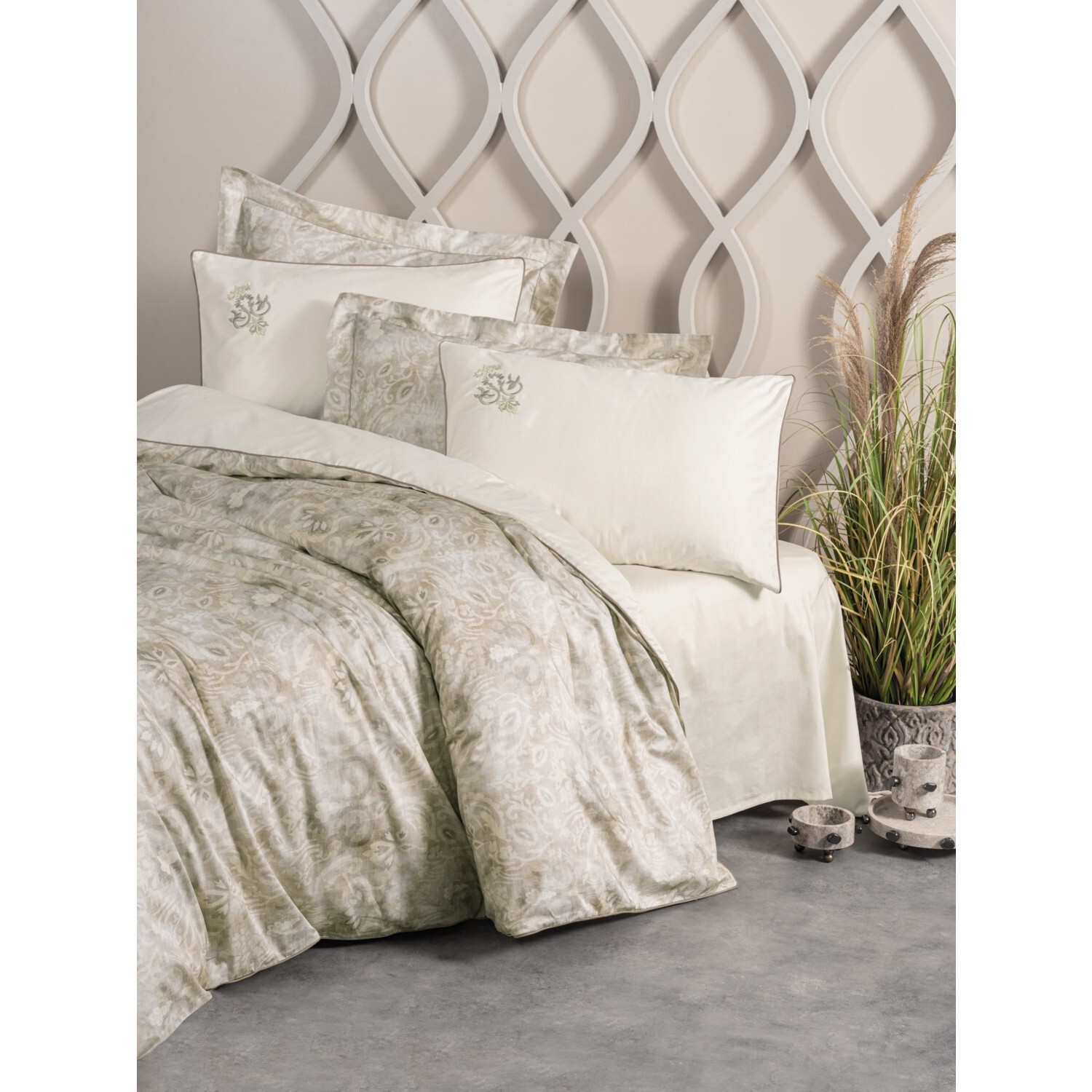 Комплект постельного белья из хлопка Box Elite Satin Beatrix Бежевый
