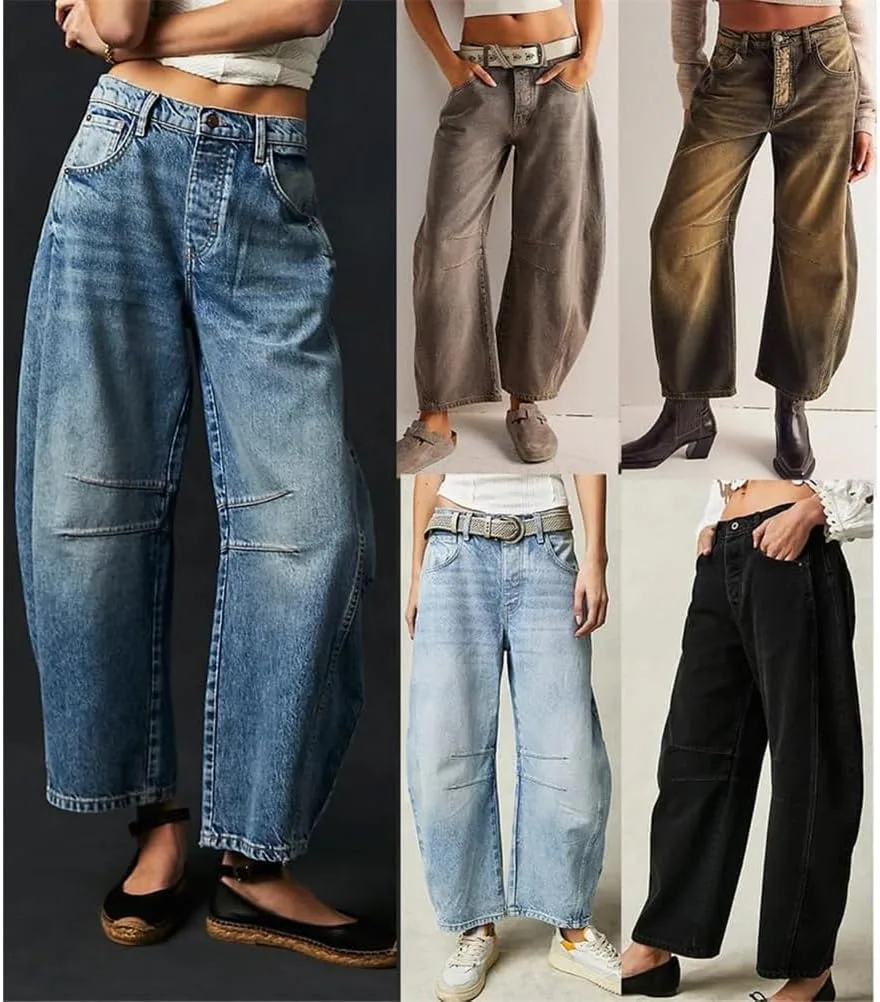 Джинсы Mid Rise Barrel Vintage Loose Wide Leg Cropped — фото 2