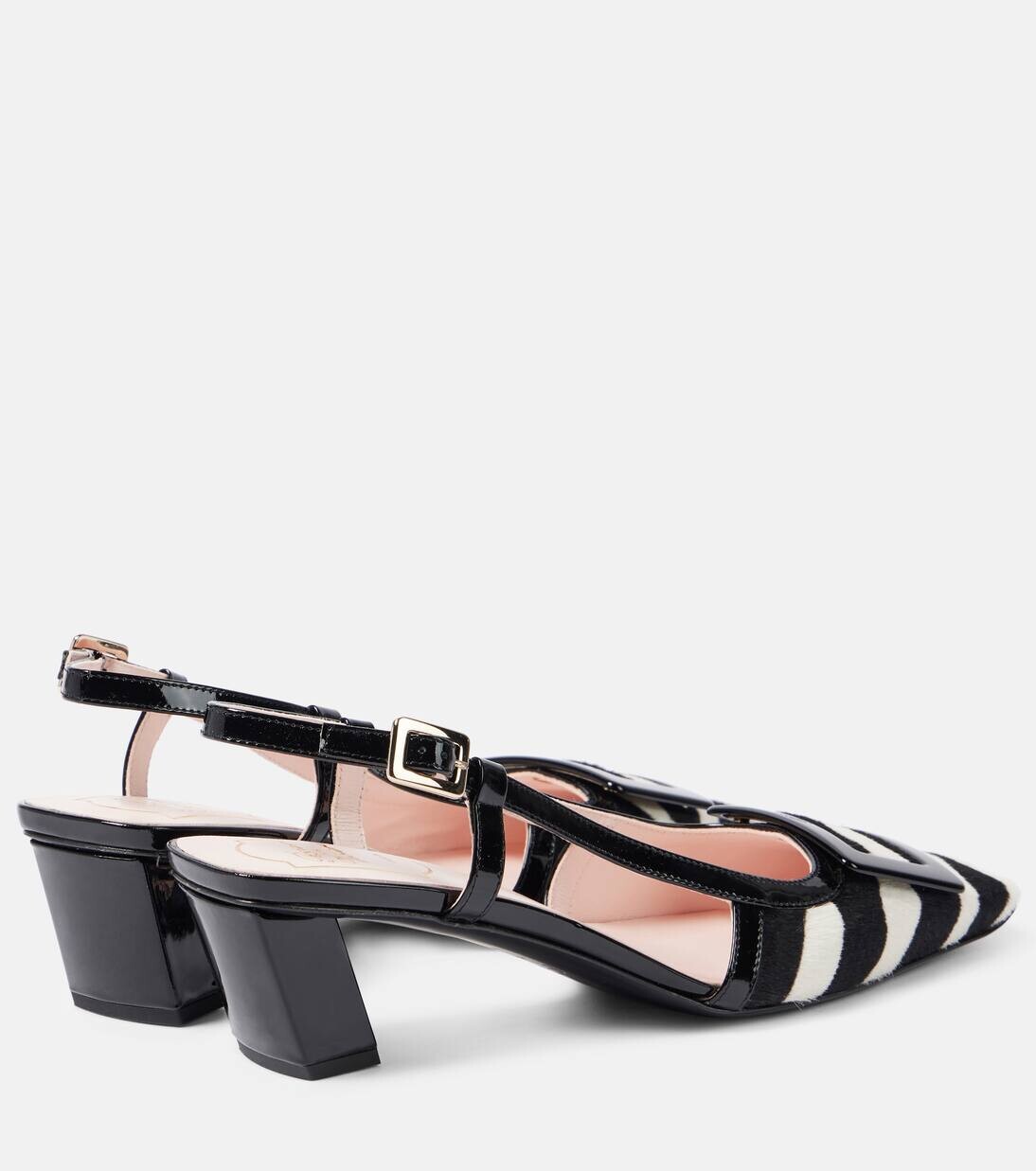 Туфли-лодочки Belle Vivier 45 из телячьей шерсти с открытой пяткой Roger Vivier, цвет pony zebra — фото 2