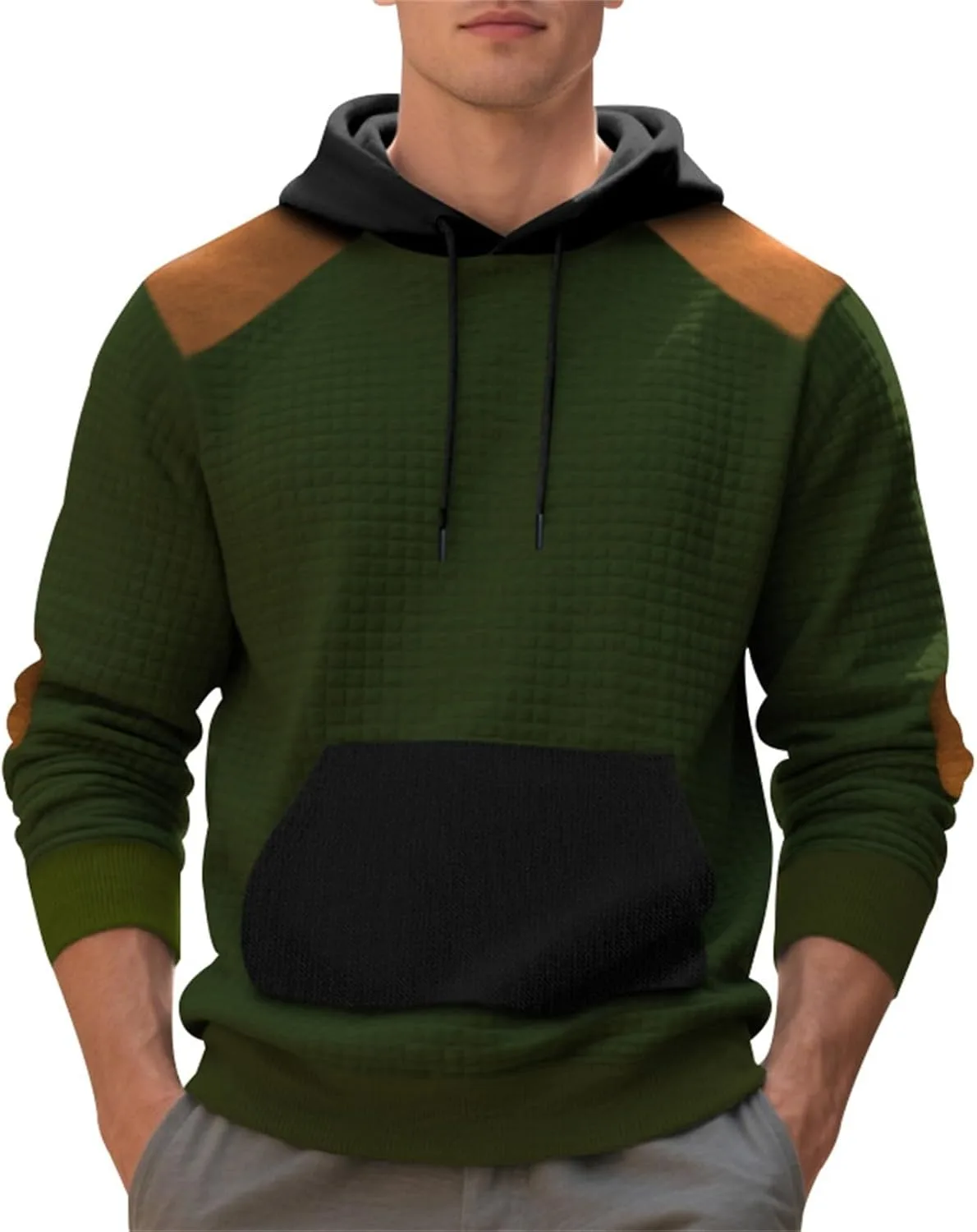 

Толстовка с капюшоном для мужчин Color Block Plaid 3D Printed Pullover