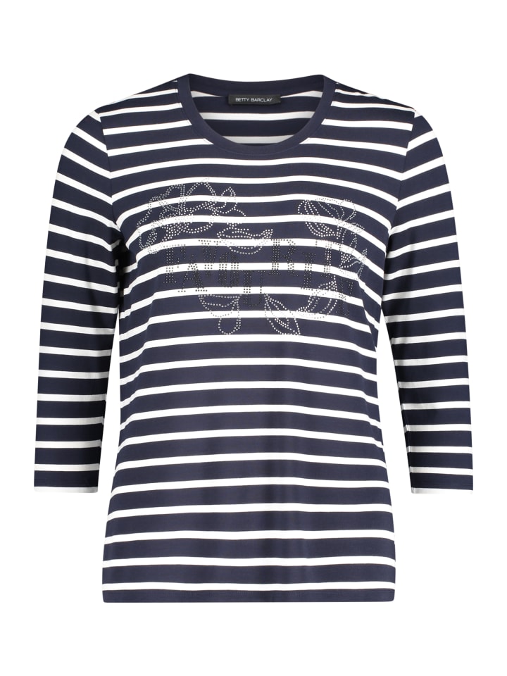 

Betty Barclay Полосатая рубашка с стразами темно-синего/белого цвета, Синий, Betty Barclay Полосатая рубашка с стразами темно-синего/белого цвета