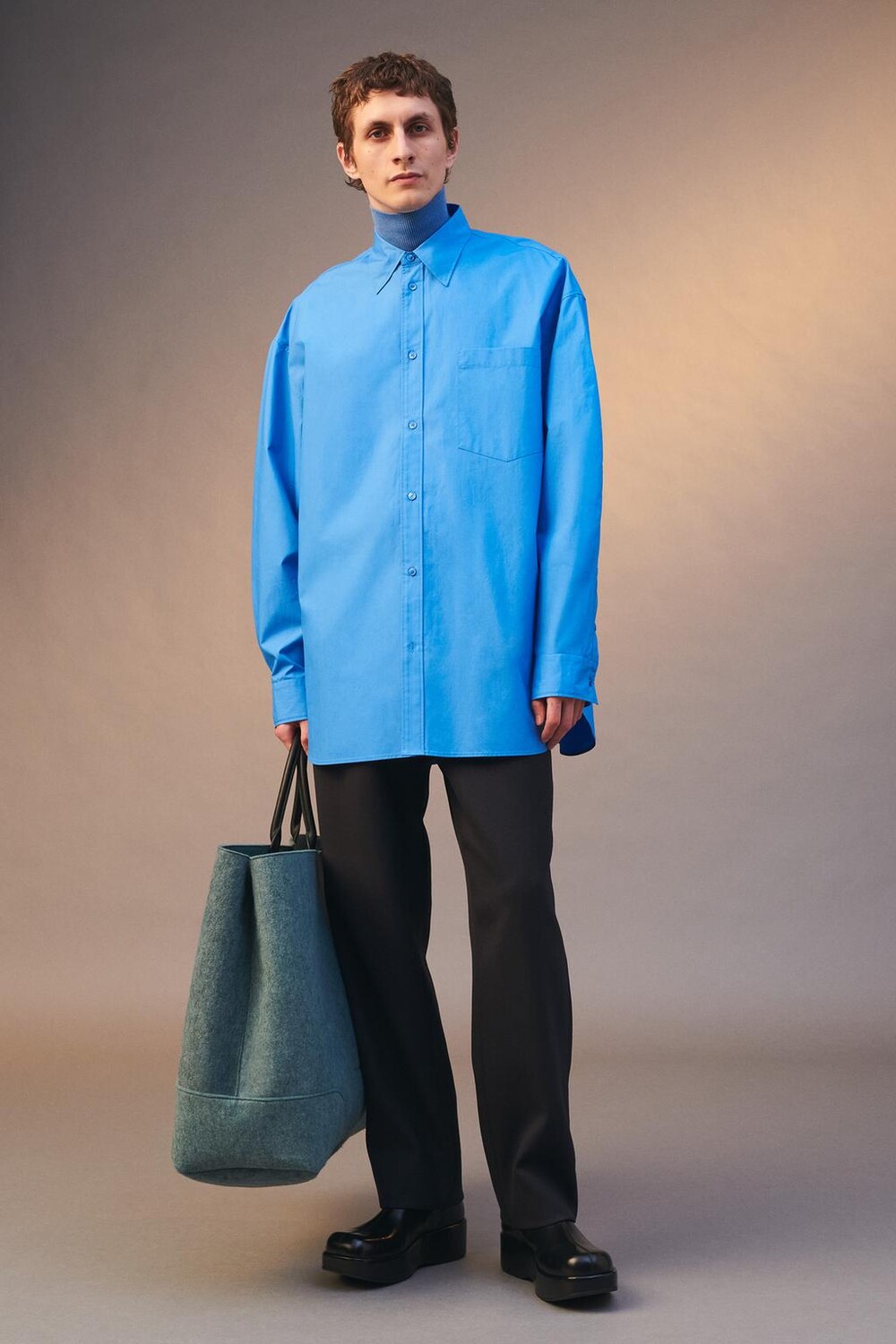 

Рубашка oversize fit ZARA, синий