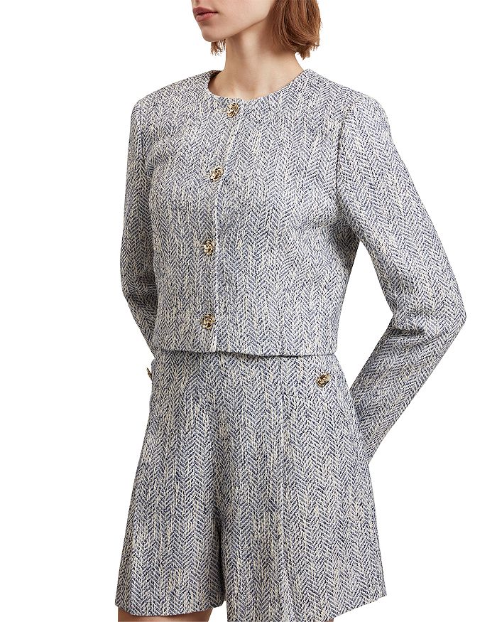 

Жакет приталенный укороченный Vulpa Tailored Bouclé Ted Baker, синий