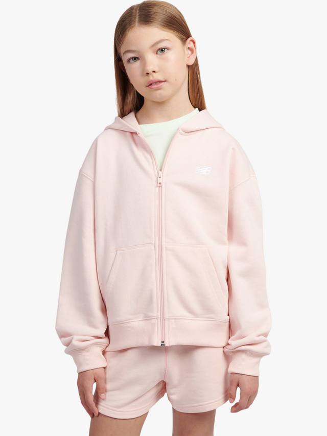 

Детская худи с молнией и маленьким логотипом из френч терри New Balance, Pink Haze