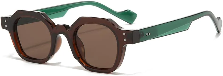 

Женские солнцезащитные очки с прозрачными линзами цвета океана, защита от УФ-излучения UV400; мужские солнцезащитные очки с заклепками, зеленые FYTUP, Green