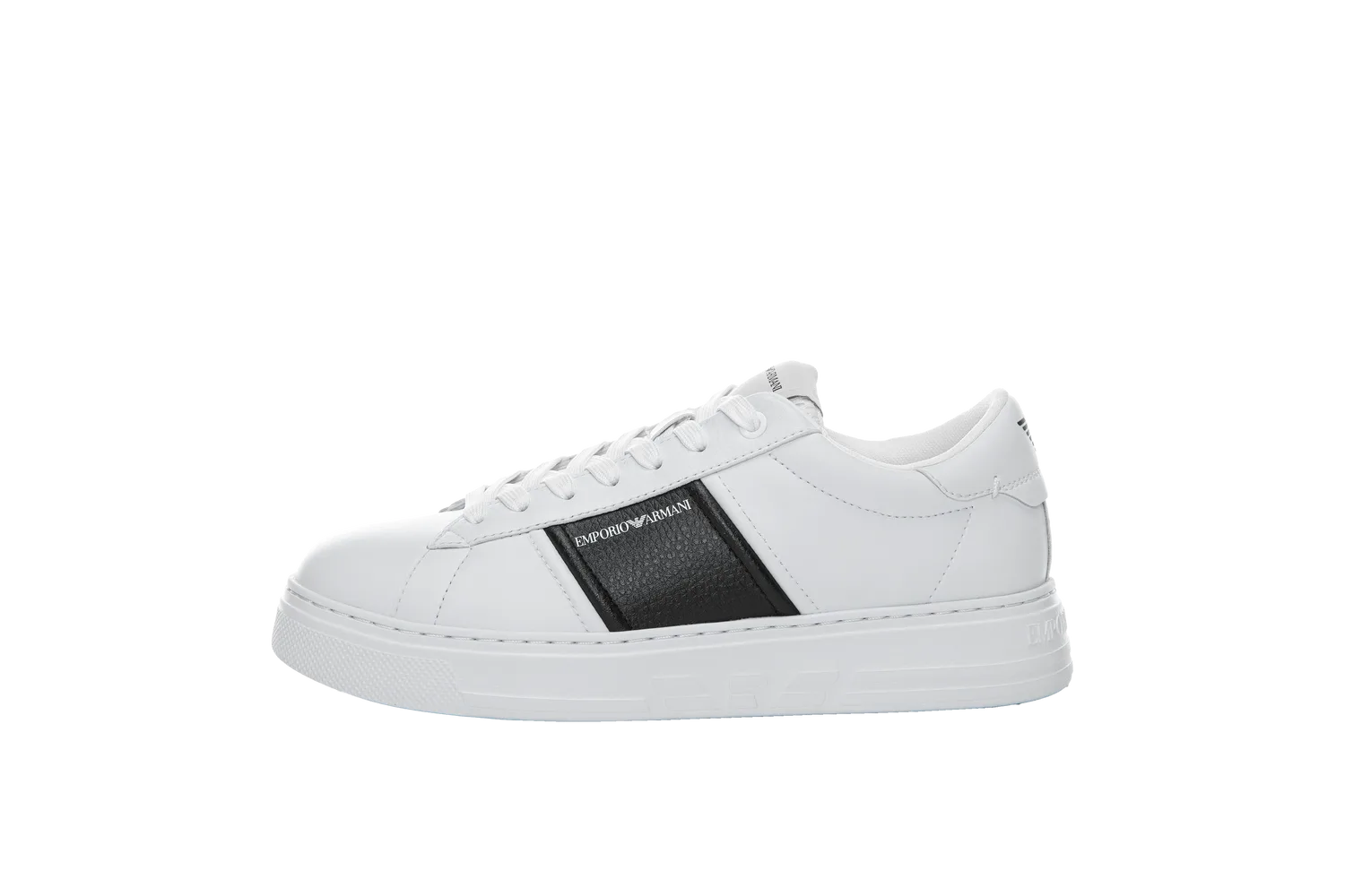 Кроссовки мужские Casual Low top из коровьей спилковой кожи EMPORIO ARMANI, белый черный