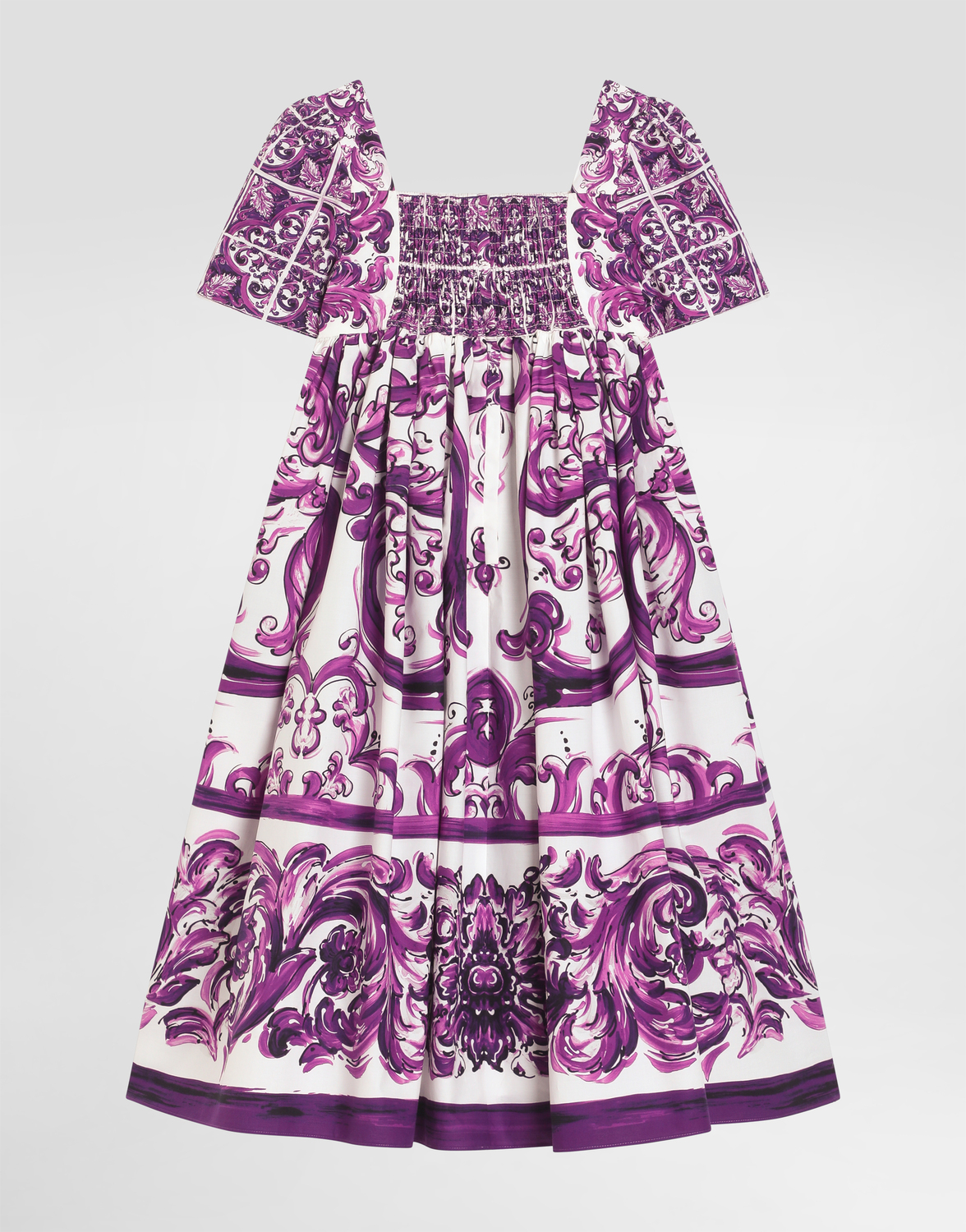 Платье из поплина с принтом «майолика» Dolce&Gabbana, мультиколор — фото 3
