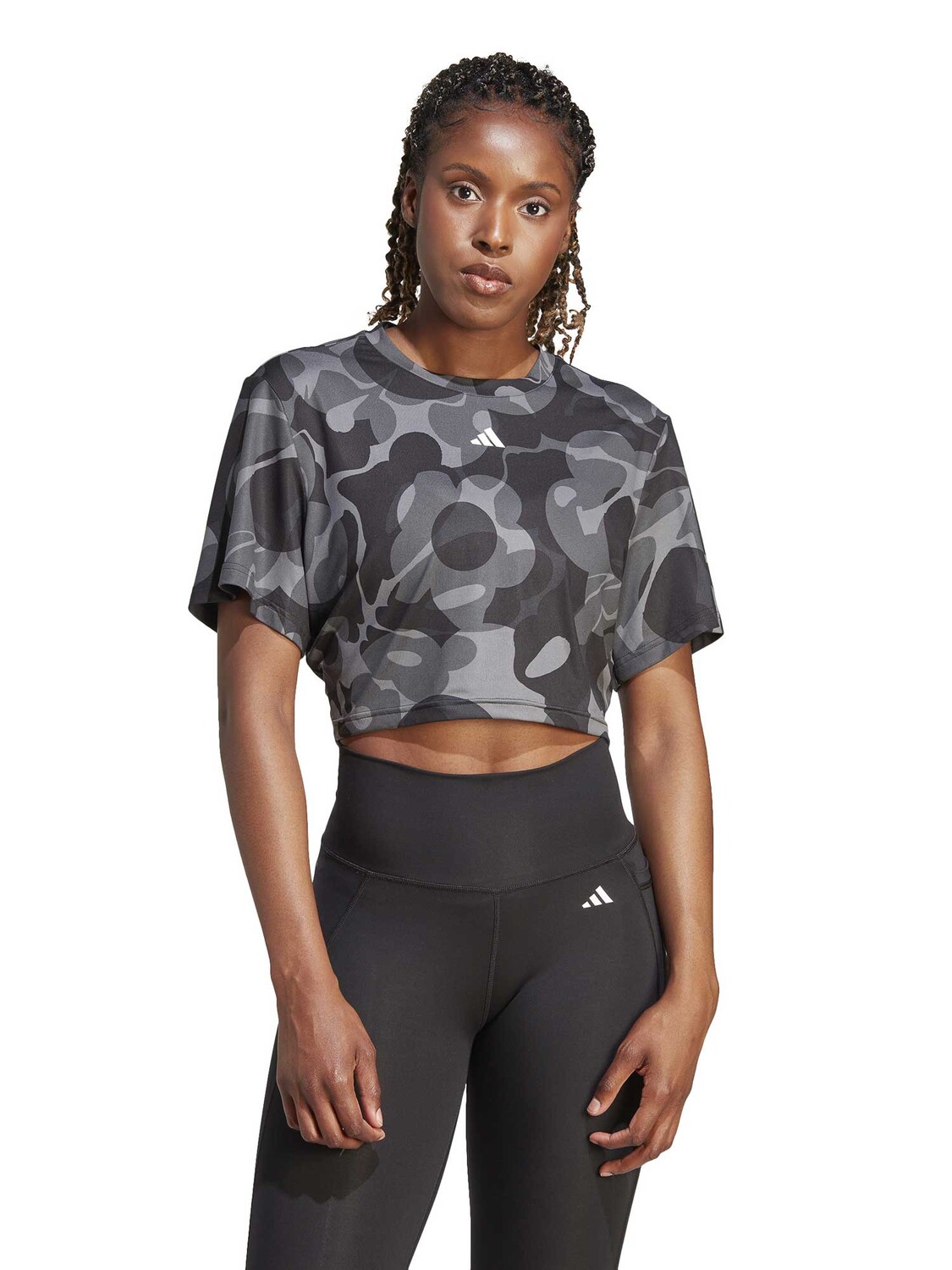 

Футболка Adidas Performance Train Essentials AOP Floral Print Crop, черный