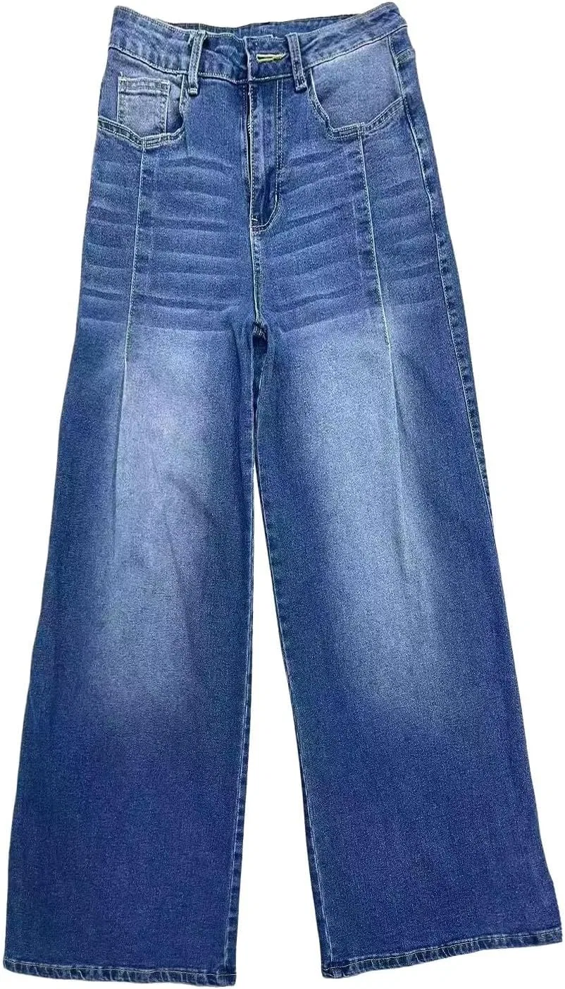 Джинсы расклешенные, Womens Wide Leg Jeans High Waisted, A-dark Blue — фото 3