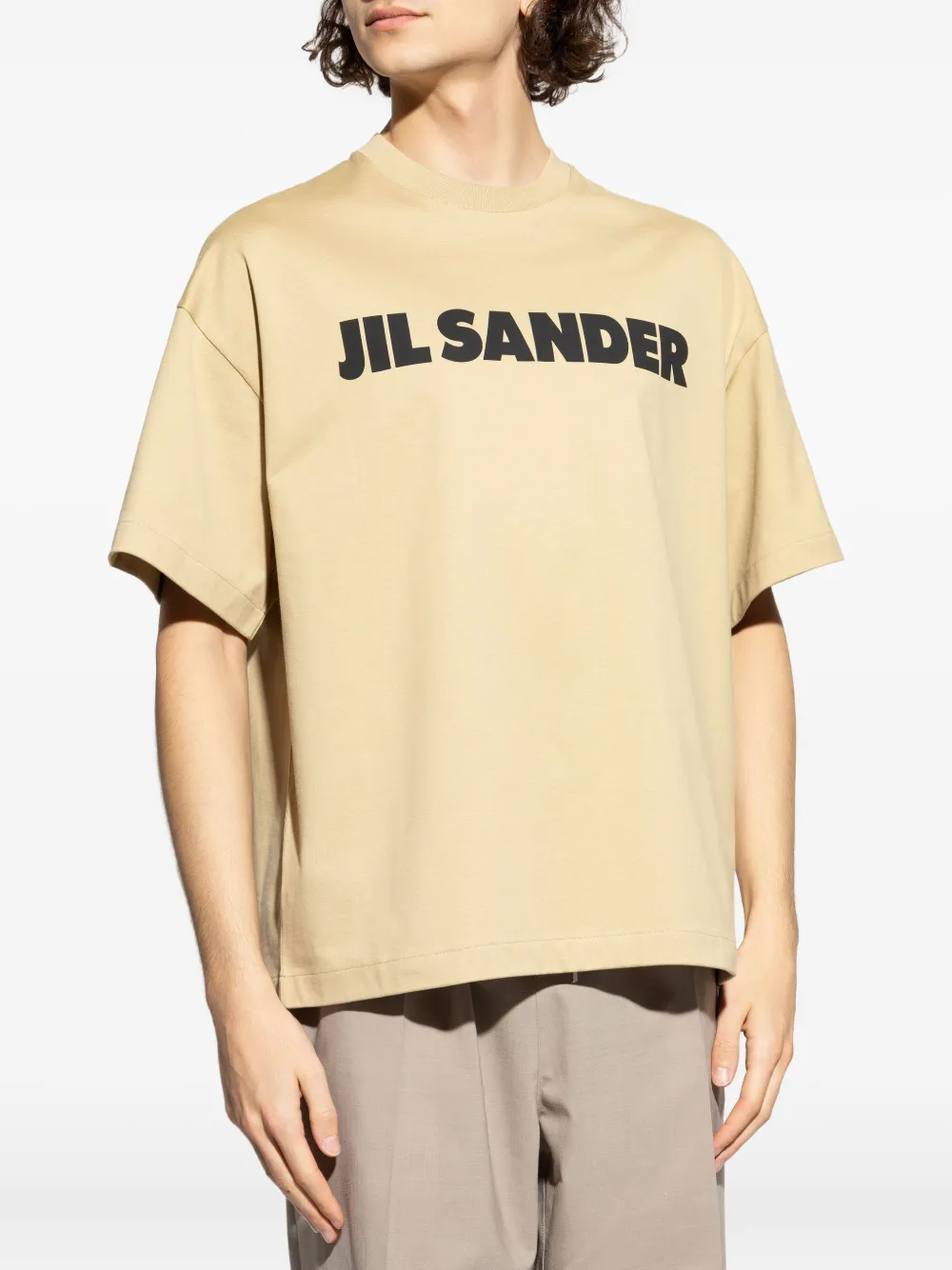 Футболка с принтом логотипа Jil Sander, бежевый — фото 3