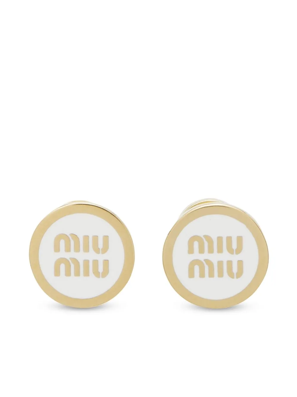 

Серьги-гвоздики с тисненым логотипом MIU MIU, белый