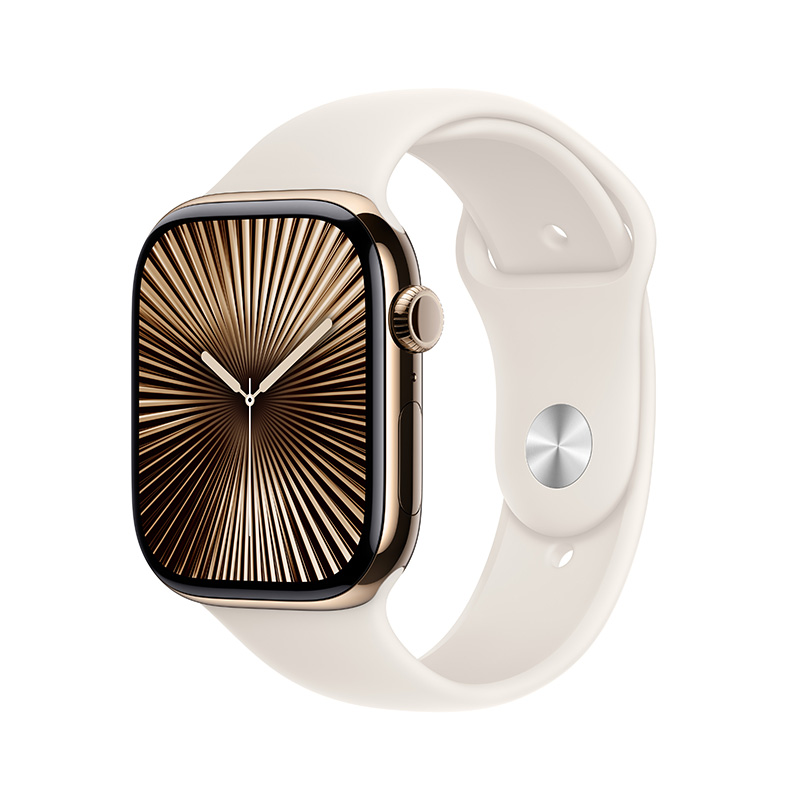 

Часы Series 10 Titanium в спортивном ремешке 2024, специальное предложение умных часов Apple, золотой Case | Starlight-coloкрасный Sports Strap