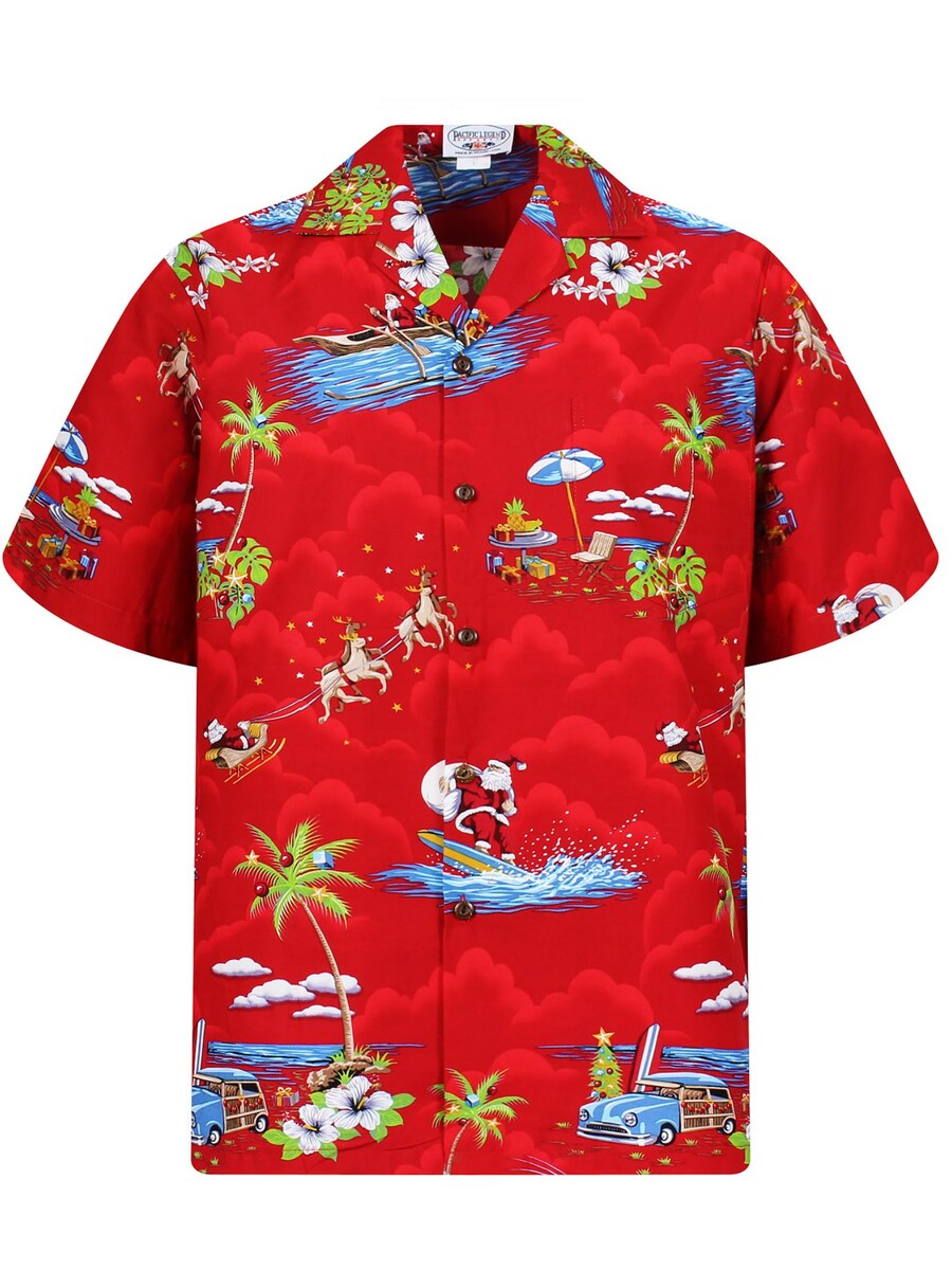 

Рубашка на пуговицах классического кроя Pacific Legend Christmas Allover, красный