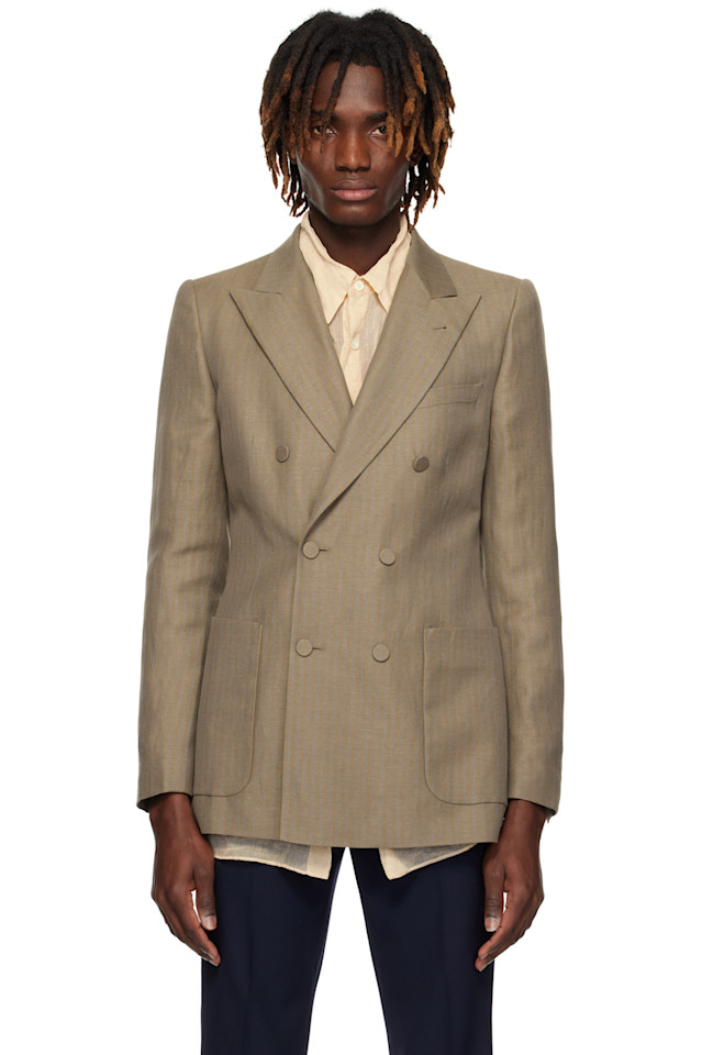 

Полосатый блейзер Dries Van Noten, цвет tan