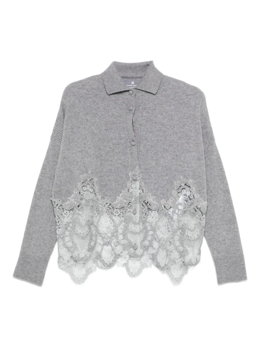 

Кашемировый кардиган с кружевом Ermanno Scervino, серый