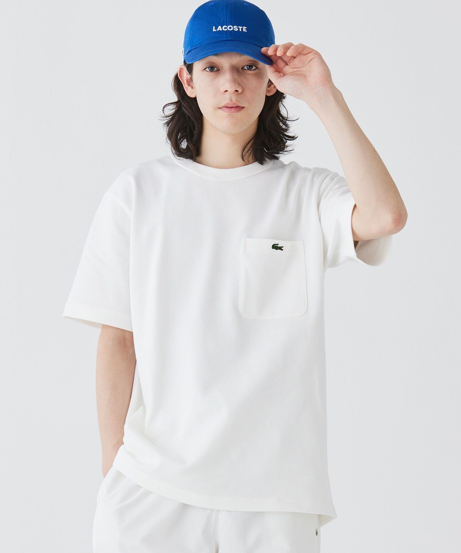 Футболка с короткими рукавами из ткани пике с карманом LACOSTE, White — фото 4