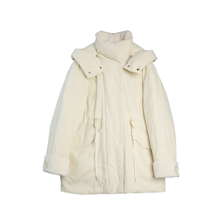 

ELLE Пуховик женский Ecru с капюшоном Moderate Puffer