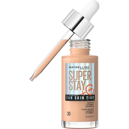 

Тинт-тональная основа Maybelline Super Stay Skin с витамином С, стойкая до 24 часов, веганская формула, оттенок 30, 30 мл Maybelline New York