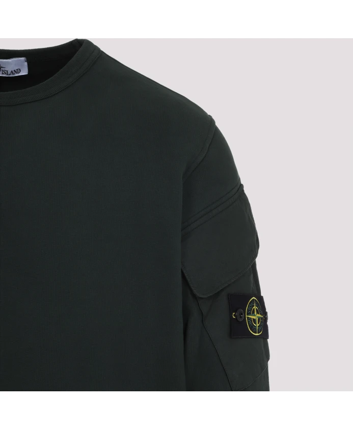 Синяя толстовка в стиле кэжуал, осень-зима 2025. Stone Island, зеленый — фото 3