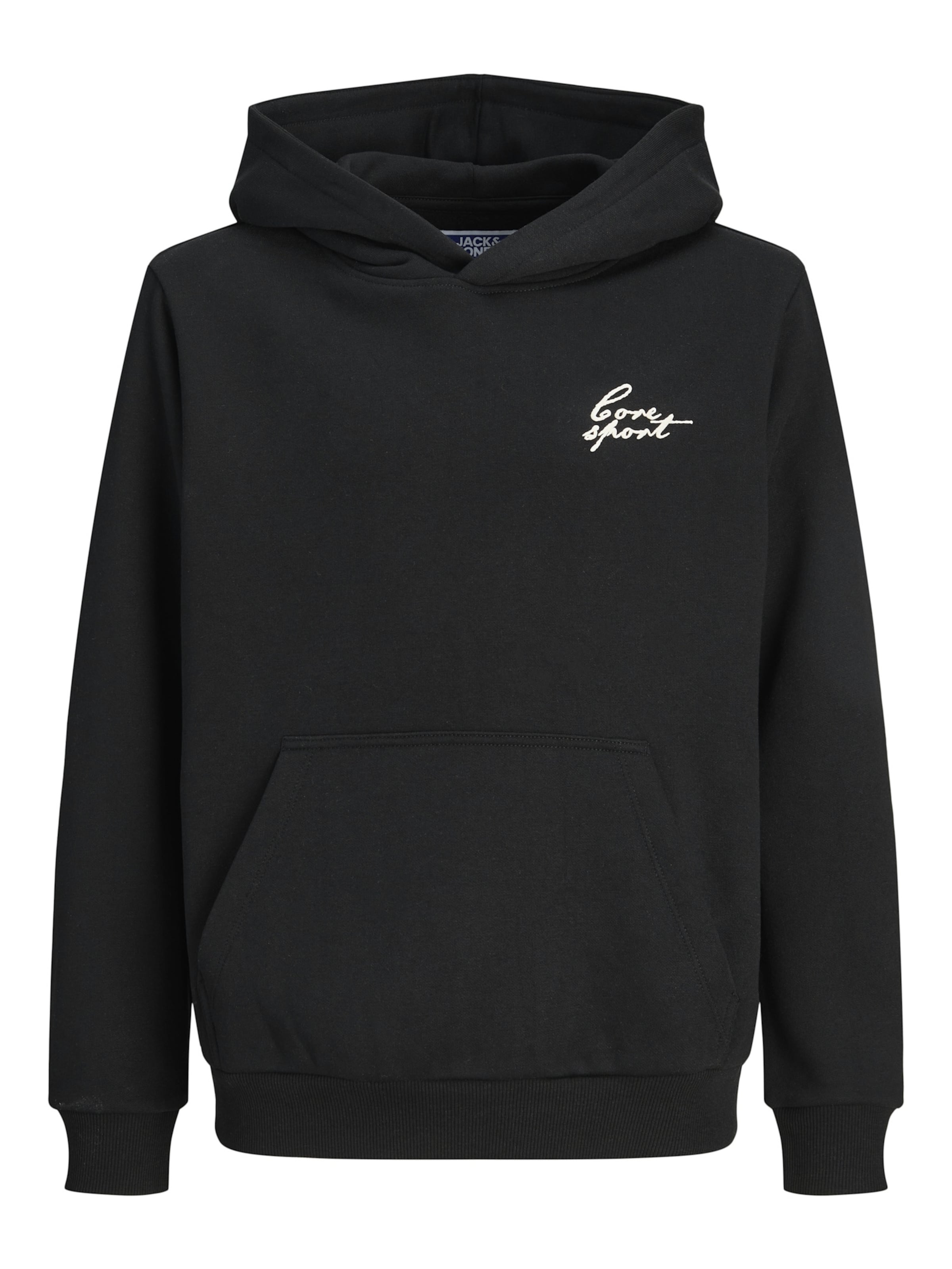 Jack & Jones Junior Толстовка 'Dust Script' в черном цвете