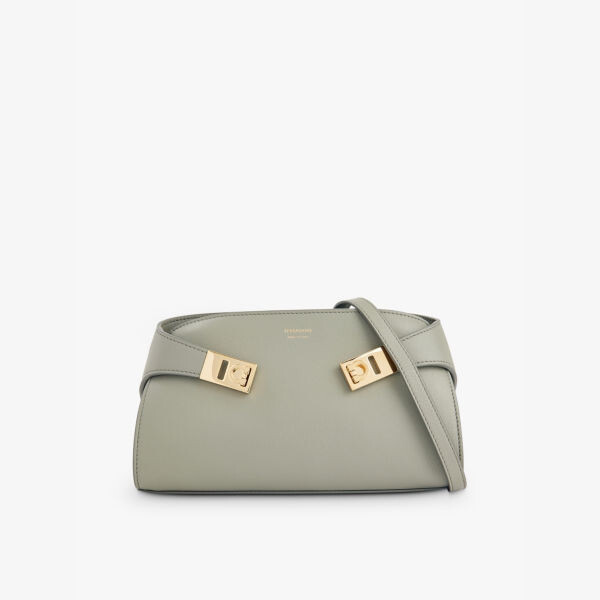 

Сумка через плечо из мягкой кожи Hug со съемным ремешком Ferragamo, серый