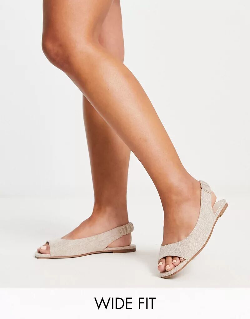 

Балетки ASOS Wide Fit Lemonade из натурального материала с открытым носком, Коричневый, Балетки ASOS Wide Fit Lemonade из натурального материала с открытым носком