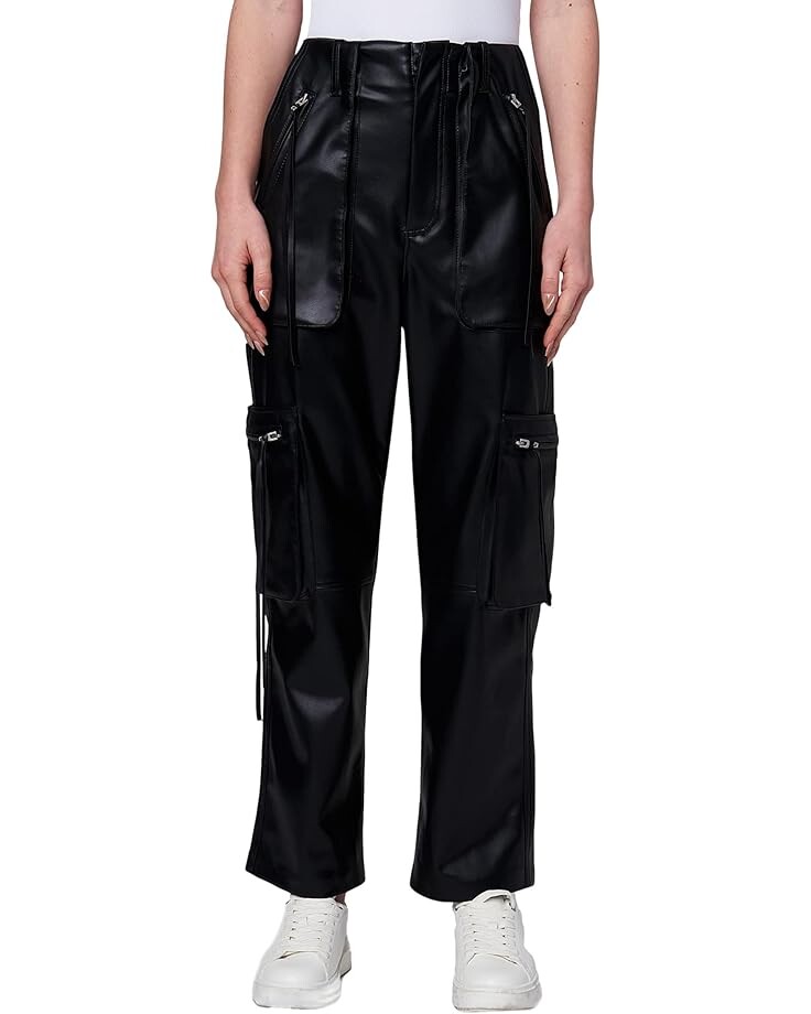 

Брюки карго Blank NYC Black Leather Baxter Straight Leg, цвет Night Talk