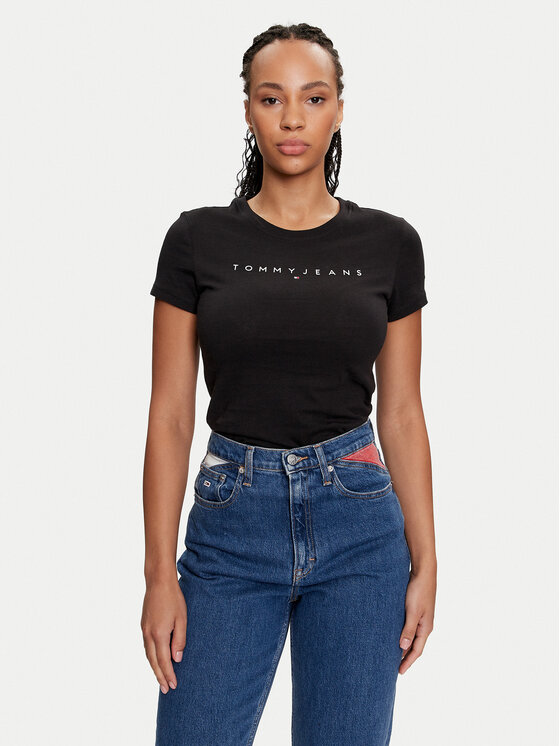 

Футболка slim fit Linear DW0DW18398 Tommy Jeans, черный