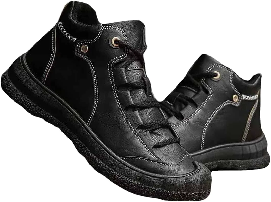 

Мужские походные ботинки MSYINGL, утепленные кожаные кроссовки, легкие обувь для скалолазания с защитой носка, черный