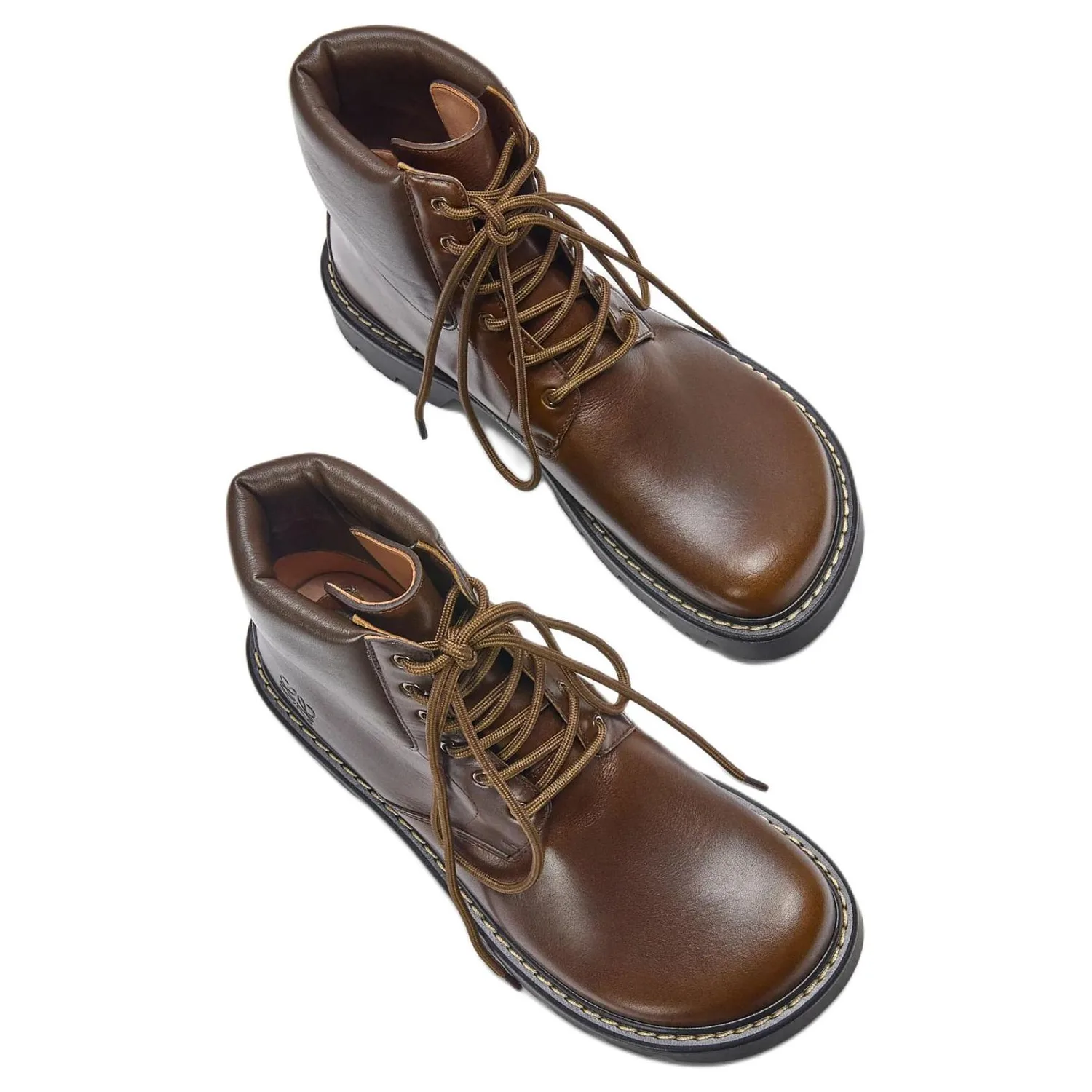 LOEWE Ботинки Sierra Calfskin на шнуровке, мужские, цвет темный хаки — фото 4