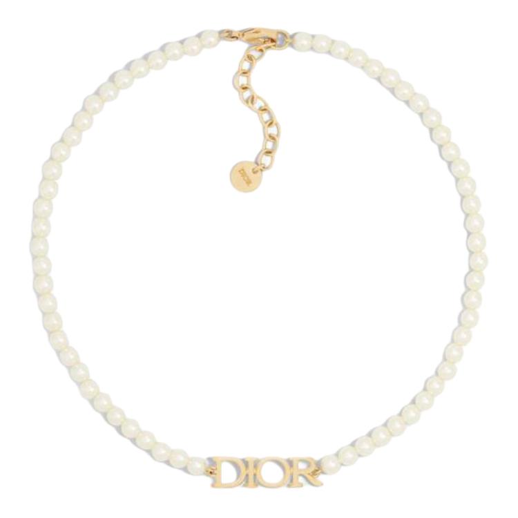 

DIOR Бижутерия, металлическое ожерелье, женское, белый