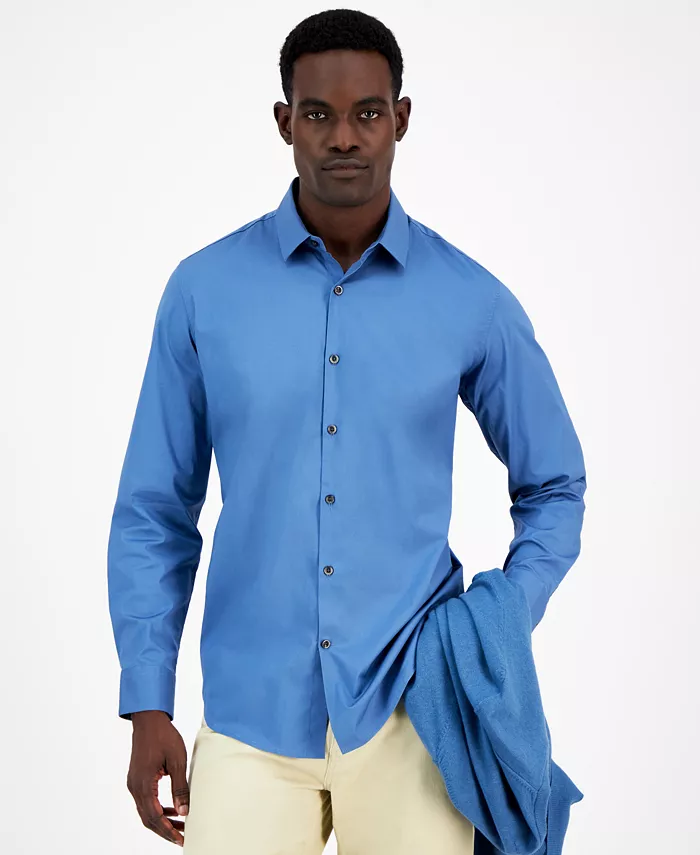 

Мужская классическая рубашка Modern Classic-Fit Stretch Solid Button-Down Alfani, синий