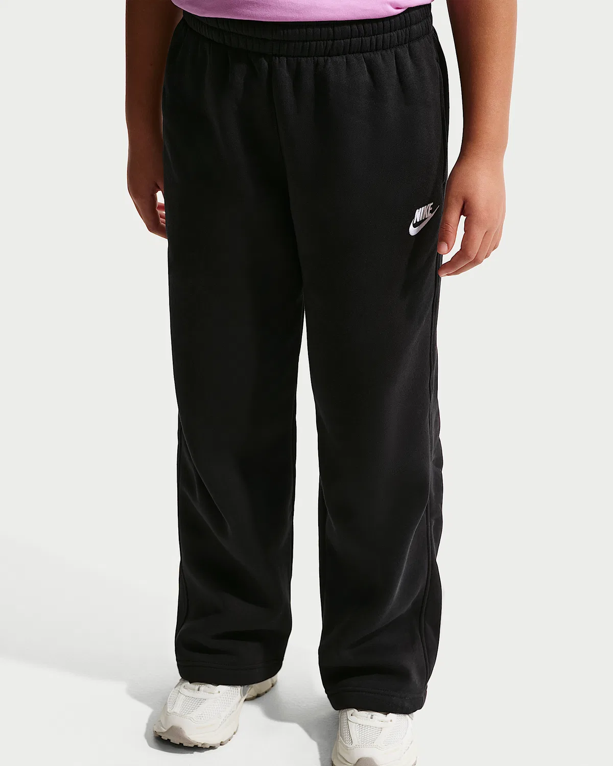 Детские свободные штаны с открытым низом Nike Sportswear, Black/White — фото 2