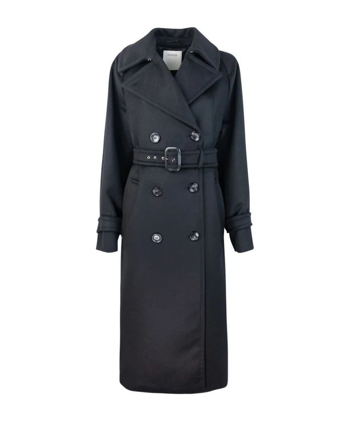 

Шерстяное пальто двубортное Sportmax, черный