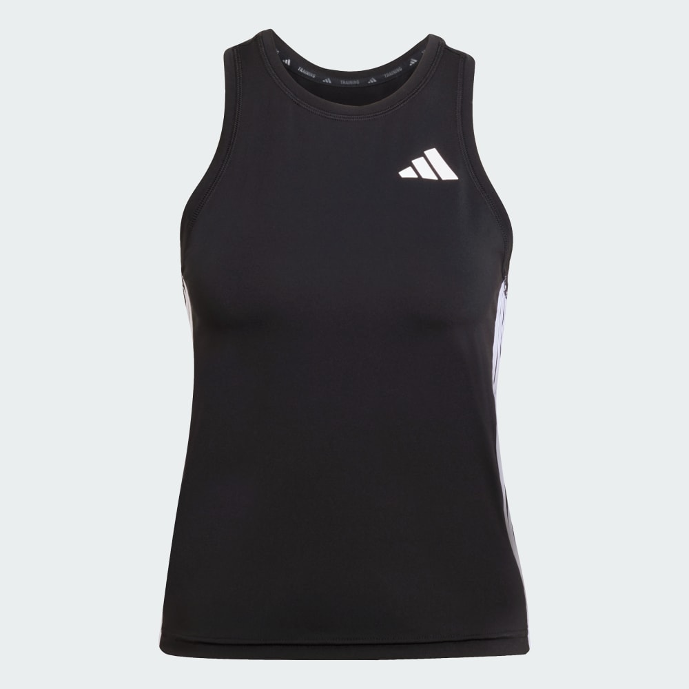 Спортивный топ Adidas Train Essentials 3-Stripes Workout Tank Top, черный/белый — фото 4