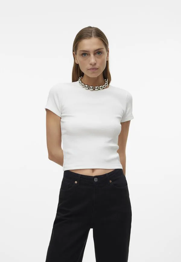 

Vmchloe короткий топ базовая футболка Vero Moda, Snow White, Белый, Vmchloe короткий топ базовая футболка Vero Moda, Snow White