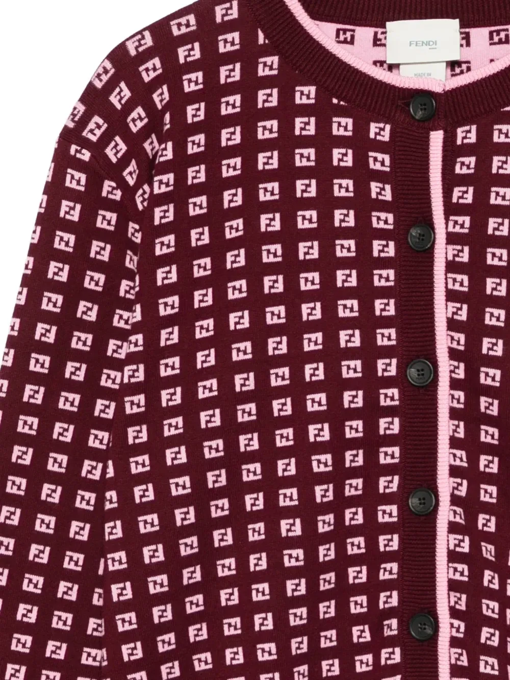 Кардиган с узором FF Fendi Kids, красный — фото 3