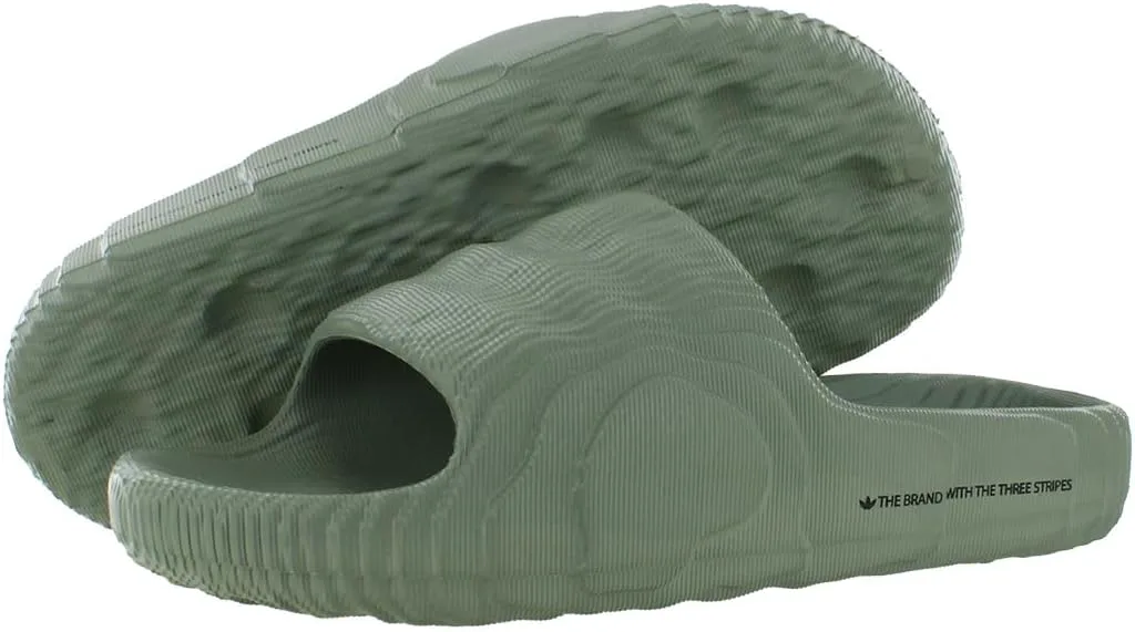 Женские сандалии Adidas Adilette 22 слайд, повседневные, низкий каблук 1-2" - зеленые, серебристо-зеленый/черный