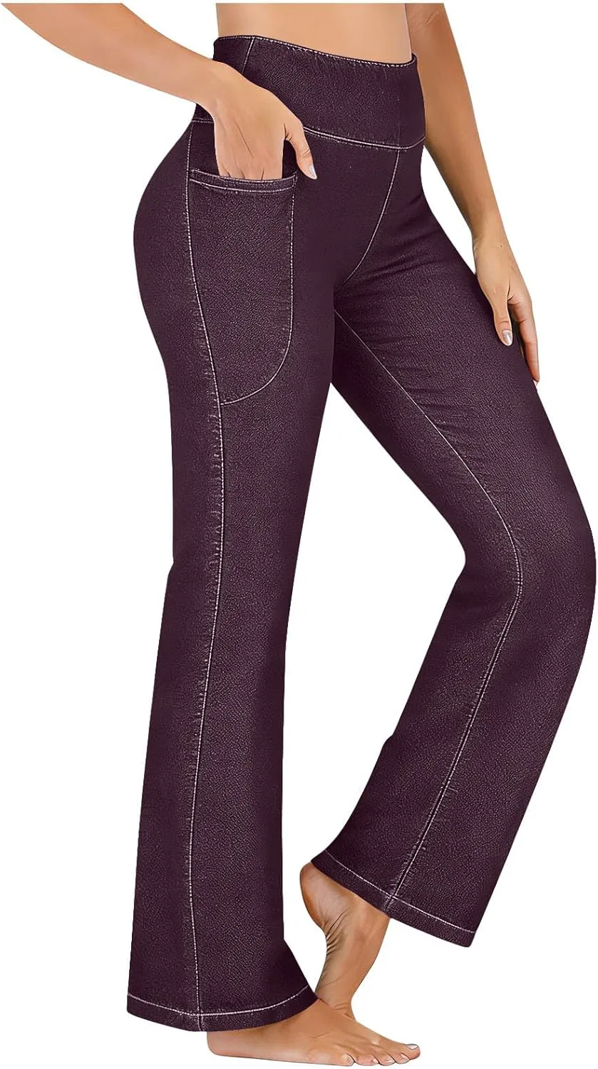 Леггинсы джинсовые с завышенной талией, Wine