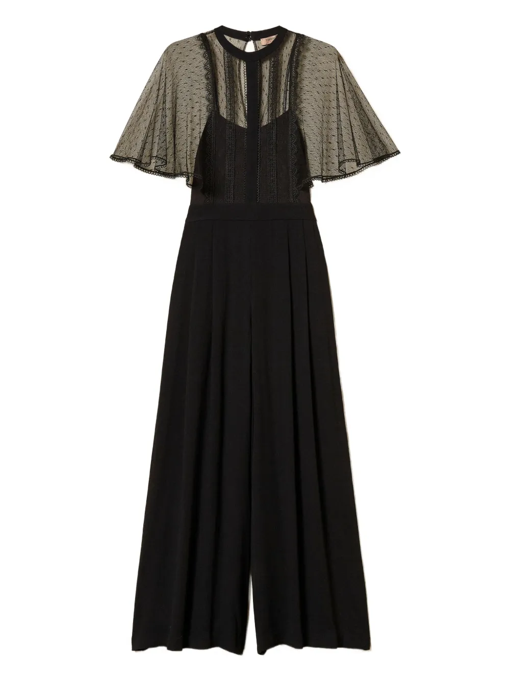 

Комбинезон из тюля с широкими штанинами Twinset, черный