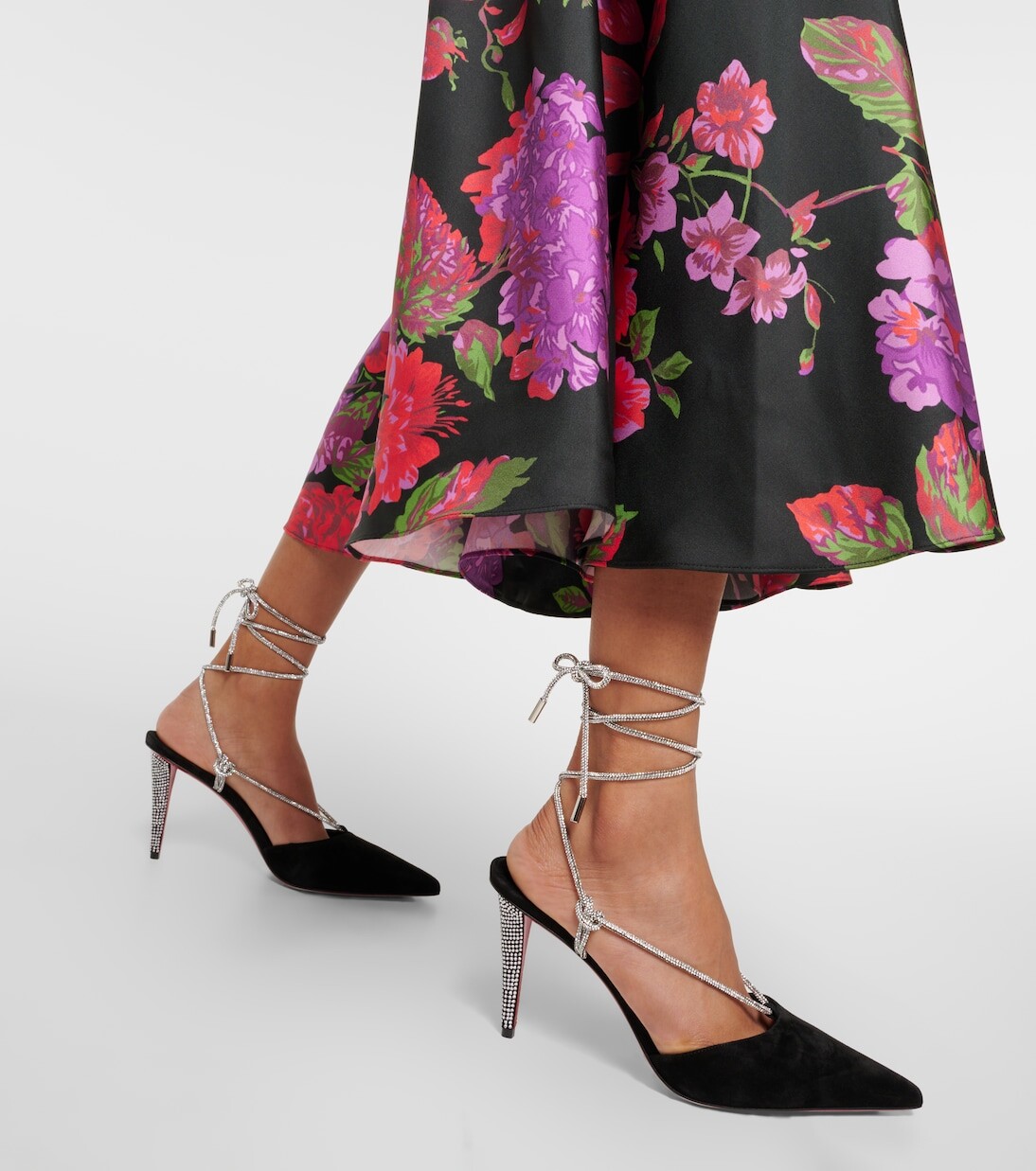 Astrid кружевные замшевые туфли strassita 85 Christian Louboutin, черный — фото 4