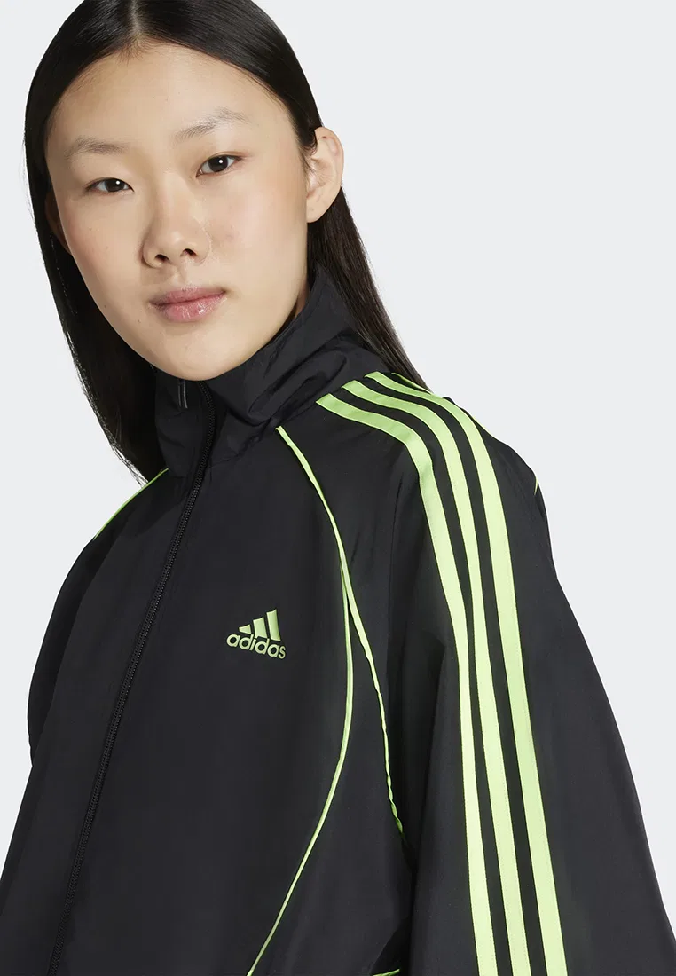 Толстовка оверсайз, Teamgeist Adicolor, Adidas, черный/зеленый — фото 4