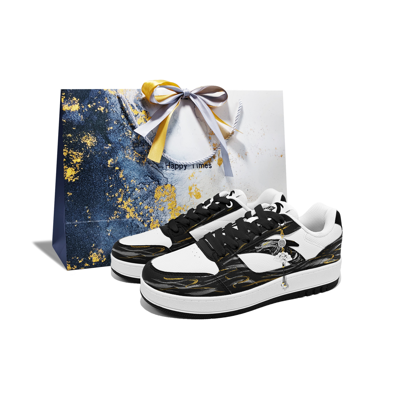 

ANTA Оригинальные 2 амортизация, износостойкие низкие кроссовки для скейтбординга унисекс black white