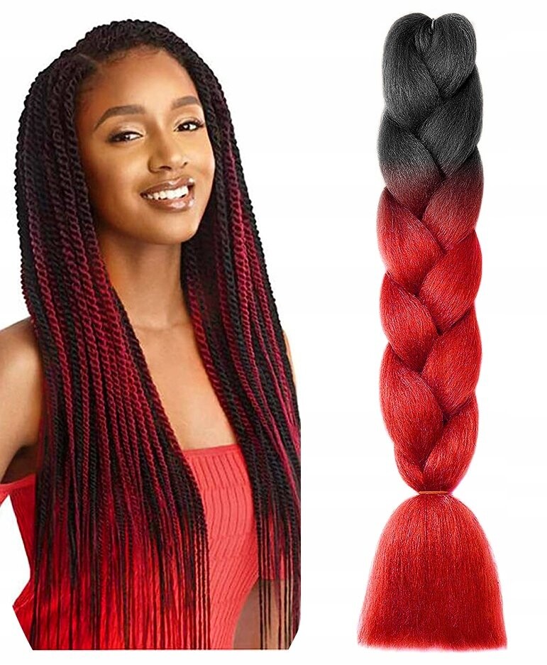 

Синтетические волосы, черно-красные косички в стиле омбре Mawe