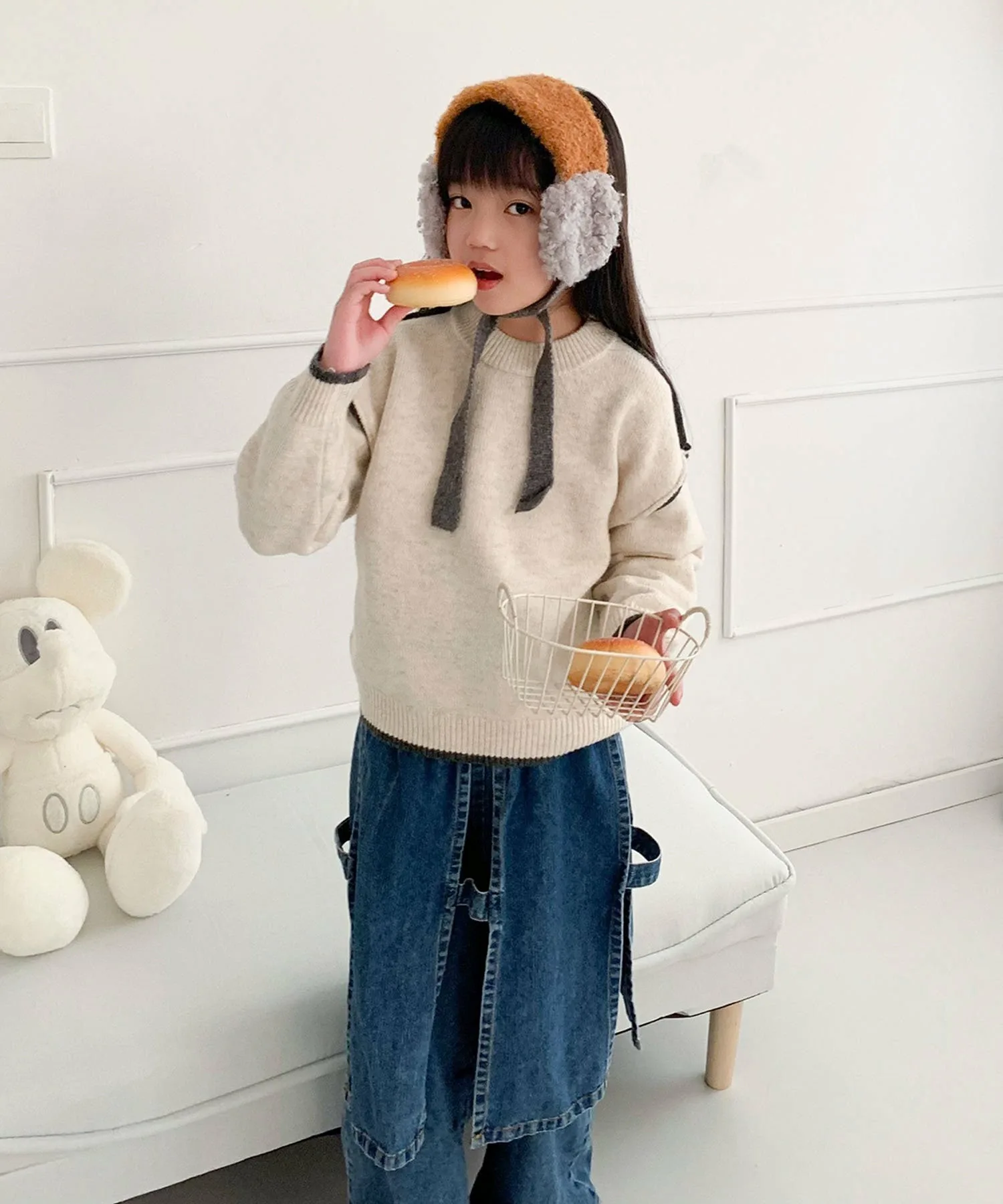 Детский мягкий вязаный пуловер из мохера Aimoha Kids, off white — фото 4