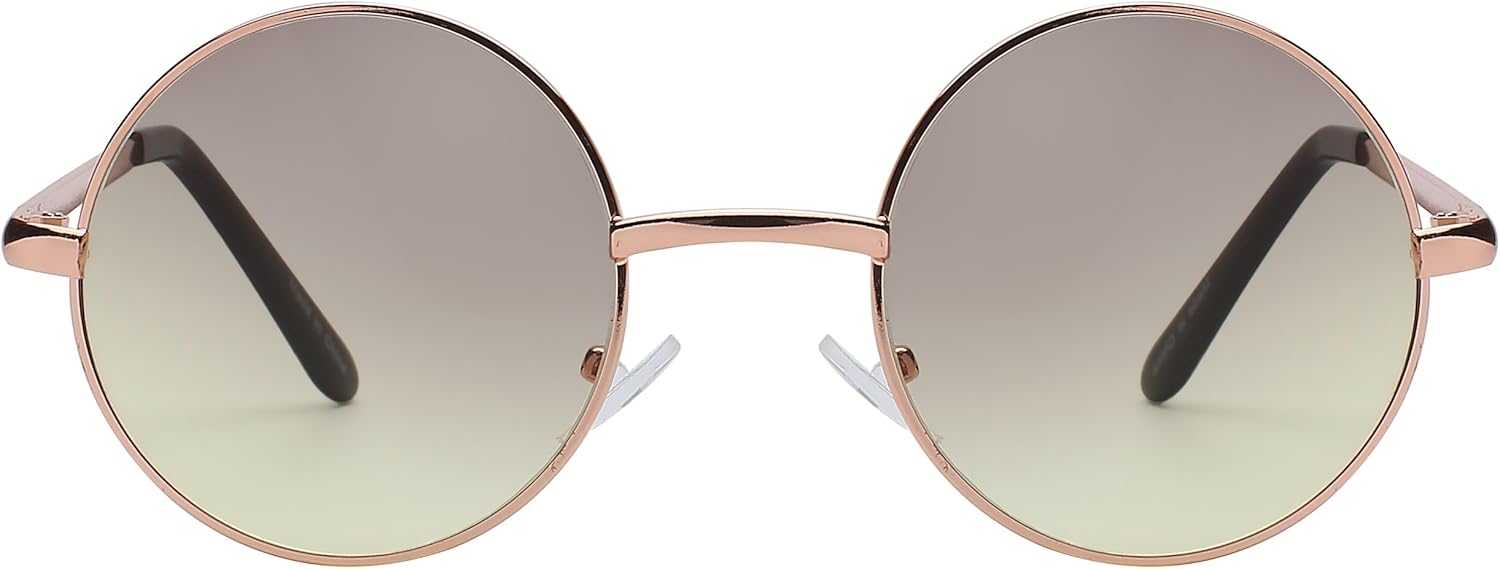 

Круглые солнцезащитные очки OWL в металлической оправе, в стиле хиппи, с защитой от УФ-излучения UV400, поликарбонатные линзы, очки Джона Леннона для мужчин и женщин, 2 Tone Smoke-yellow Lens / Gold