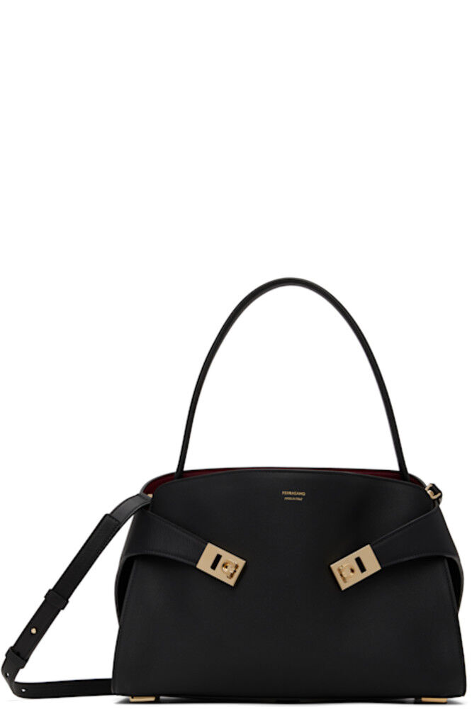 

Черная мягкая двухцветная сумка через плечо M Hug Ferragamo