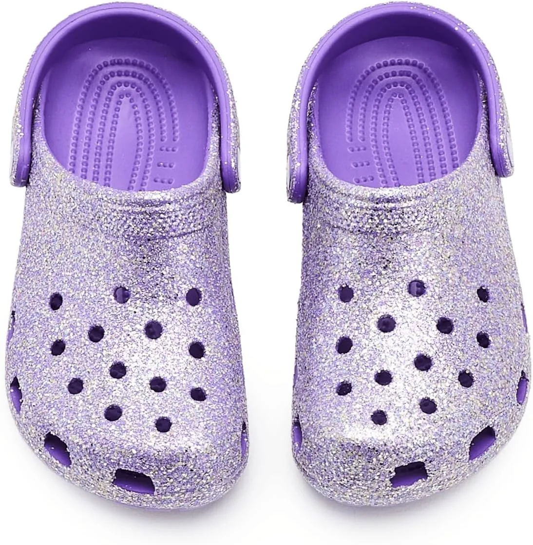 Детские кроксы Crocs Classic с блестками, фиолетовый — фото 2